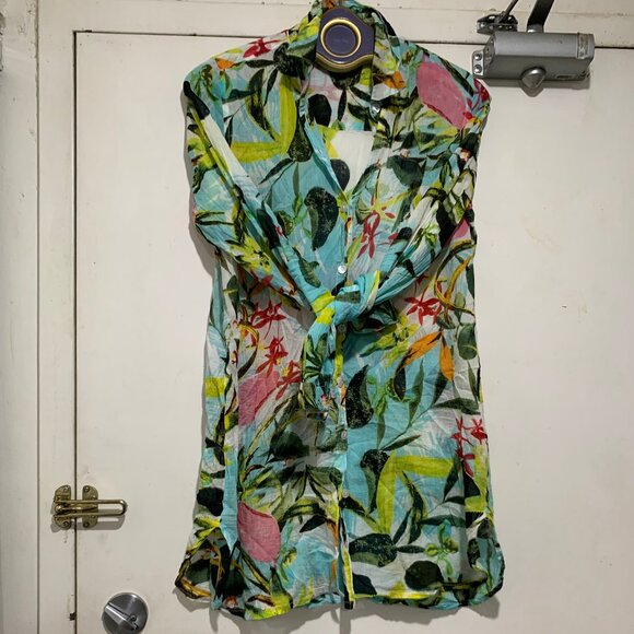 ORANGE FASHION VILLAGE FLORAL PRINT SHIRTS SIZE S/M - Picture 4 of 7